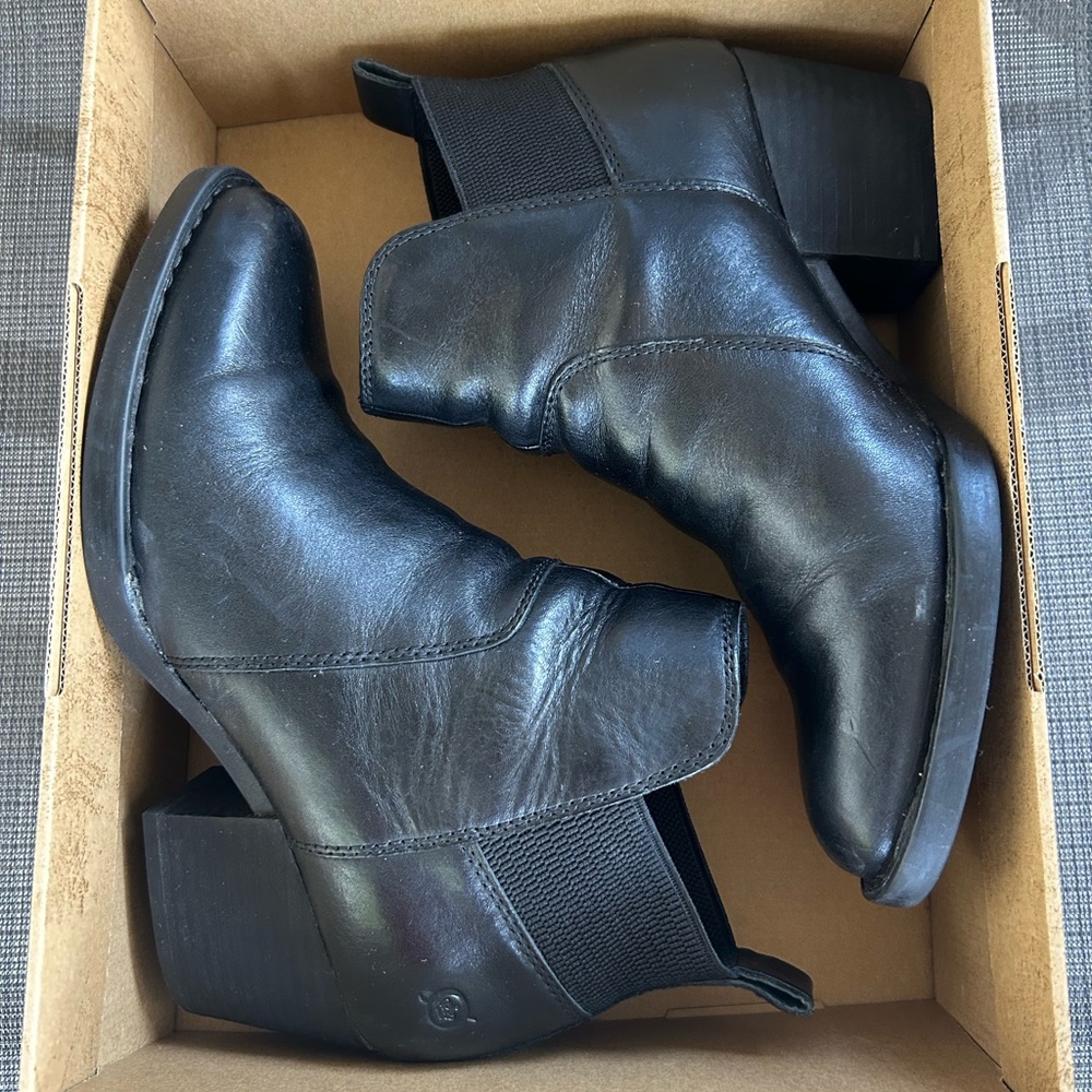 Born Black Leather Ankle Booties
